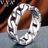 V.YA 100% 925 Sterling Silver Ring Punk Ring Cycle Chain Finger Rings for Men Fine Jewelry Big Size Couple Ring Men Jewelry