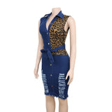 2021 Summer Women Sleeveless Natural Leopard Printing Knee-length Dress  Woman Dress  Bodycon Dress