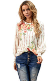 Floral  Shirred Cuff Balloon Sleeve Top