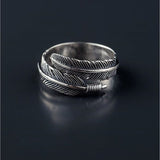 Retro High-quality 925 Sterling Silver Jewelry Thai Silver Not Allergic Personality Feathers Arrow Opening Rings   SR239