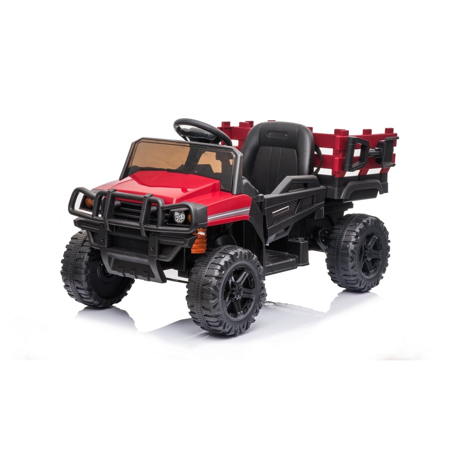 Ride on UTV with Trailer ,12v Rechargeable Battery Agricultural Vehicle Toy with 2 Speed,USB  Bluetooth Audio Electric Rugged Truck for Kids Toddler with Rear Bucket