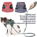 Pet Dog Cat Vest Outdoor Travel Harness Leash Set for Puppy Cat Rabbit Floral Pattern Kitten Walking Harnesses Pet Cat Products - Jafsale.com
