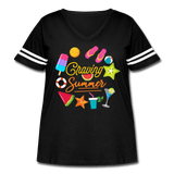 Women's Curvy Vintage Sport T-Shirt - black/white