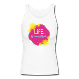 Women's Longer Length Fitted Tank - white