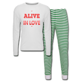 Unisex Pajama Set - white/green stripe