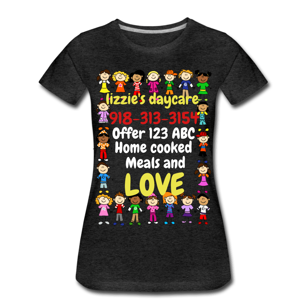 Jaf Tees lizzie's daycare - charcoal gray