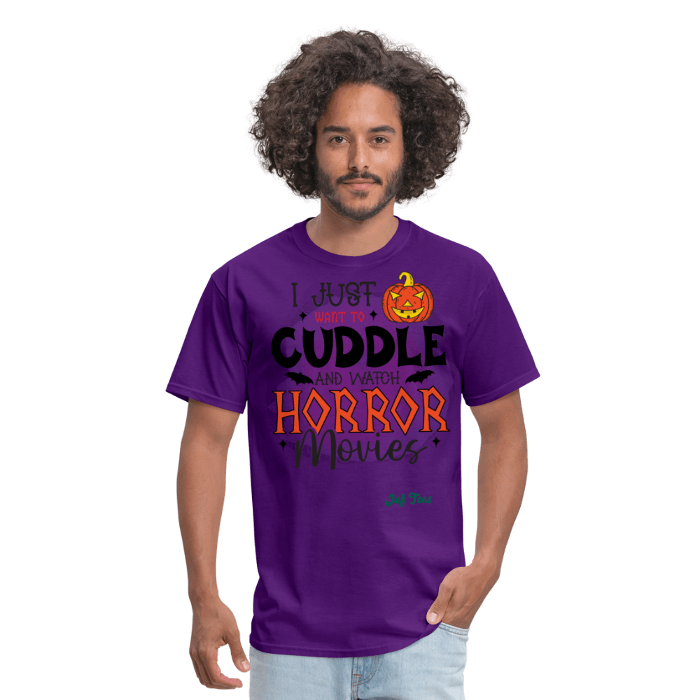 I just want to cuddle and watch horror movies - purple