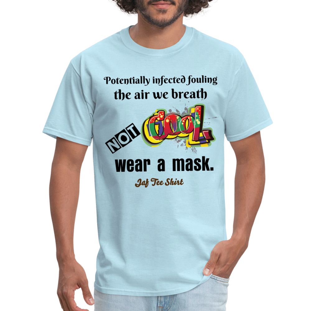 Potentially infected fouling the air we breath not cool wear a mask. - powder blue