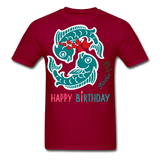 Happy Birthday Pisces - dark red