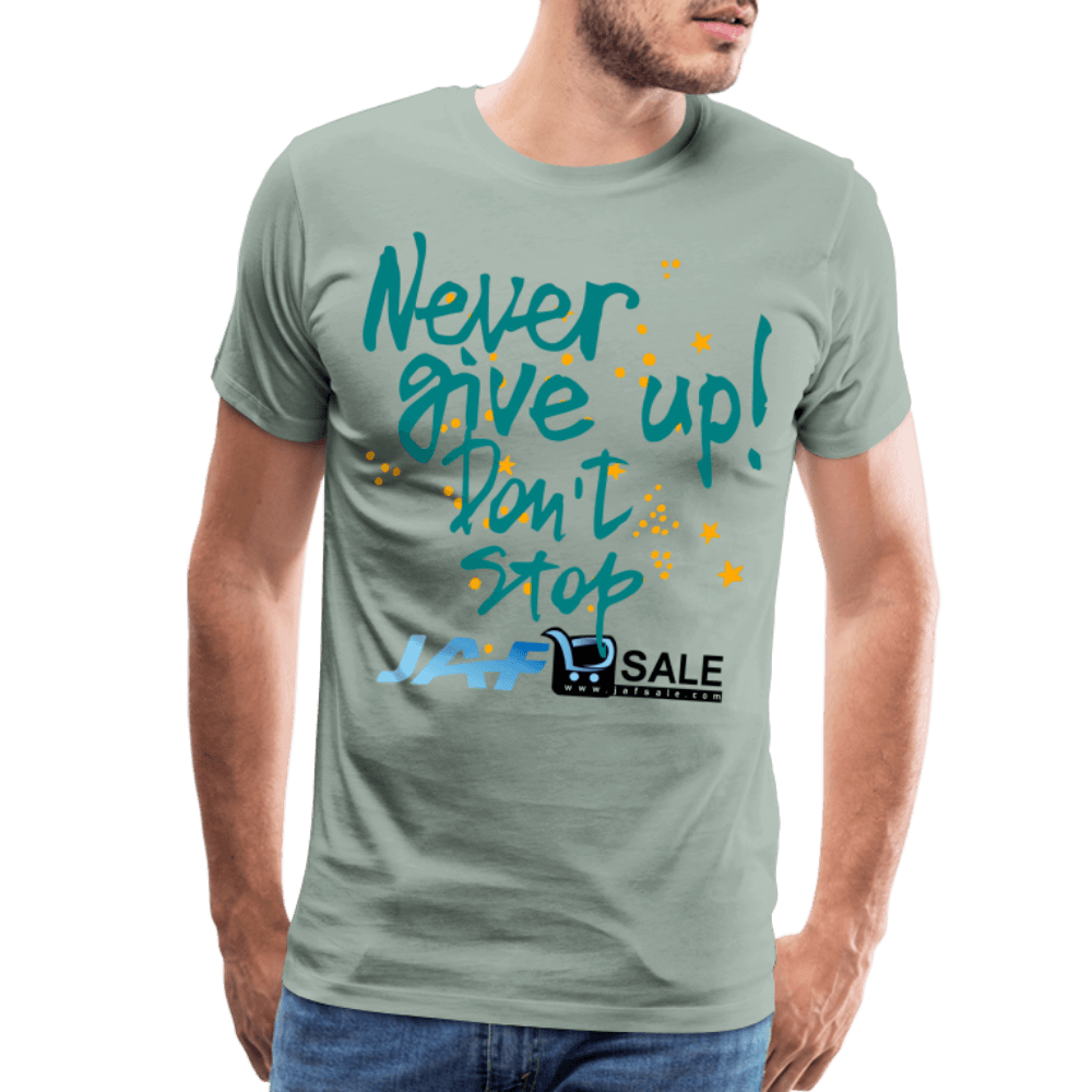 never give up - steel green