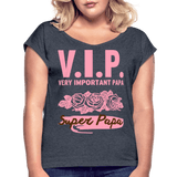 V.I.P Women's Roll Cuff T-Shirt - navy heather