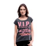 V.I.P Women's Roll Cuff T-Shirt - navy heather
